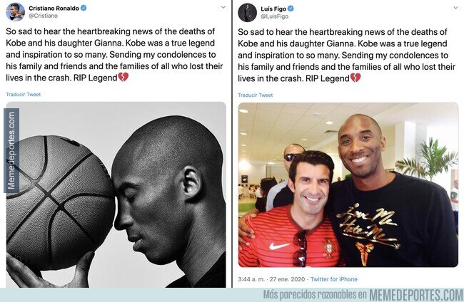 1136908 - Como olvidar cuando Figo y Cristiano escribieron el mismo mensaje de pésame sobre Kobe...