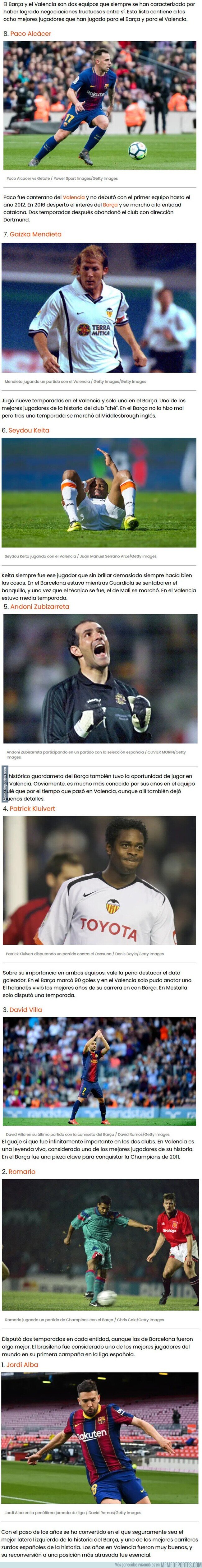 1137000 - Estos son los mejores futbolistas que jugaron en el Valencia y en el Barcelona