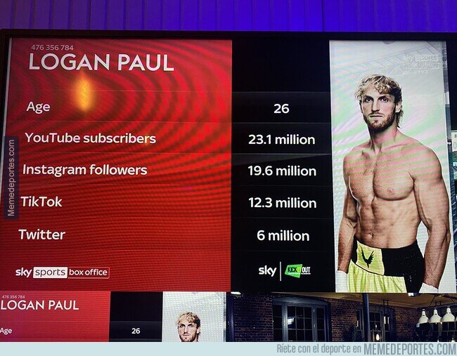 1137025 - Como Logan Paul no tiene estadísticas deportivas, pusieron sus números de redes sociales