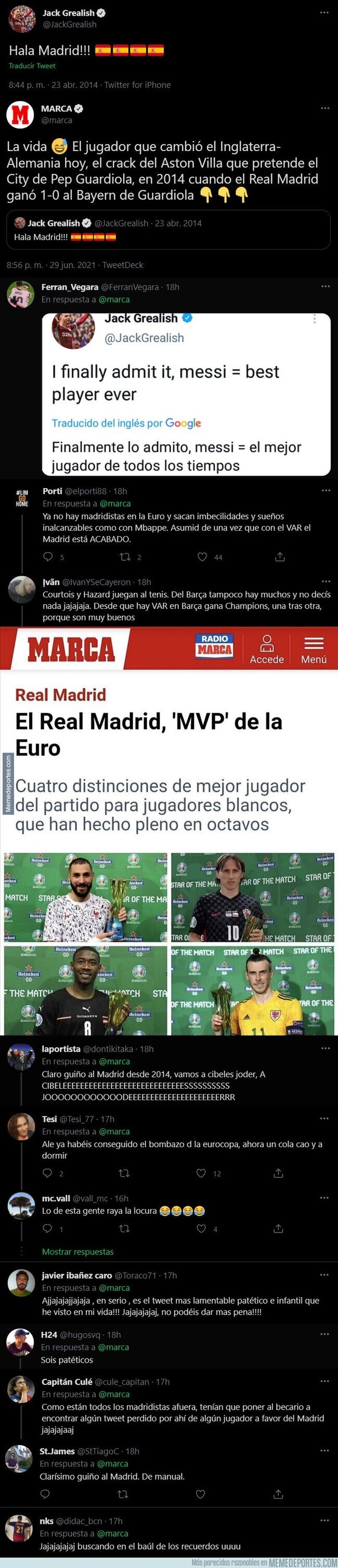 1138654 - El ridículo monumental del diario MARCA rescatando este tuit de Jack Grealish del 2014