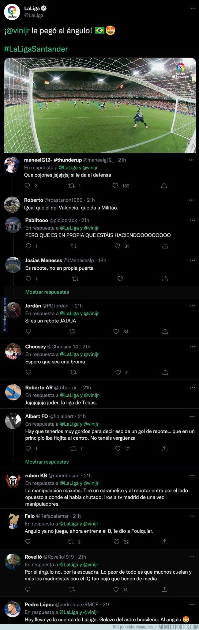 1145049 - Nadie se puede creer lo que ha tuiteado 'LaLiga' tras el último gol de Vinicius de rebote