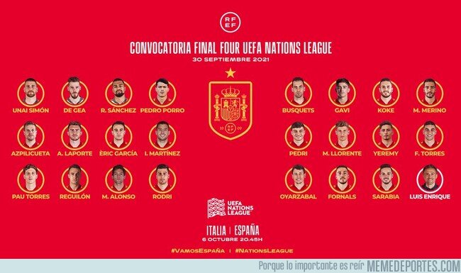 1145654 - Estos son los convocados de Luis Enrique para la Final Four de la Nations League