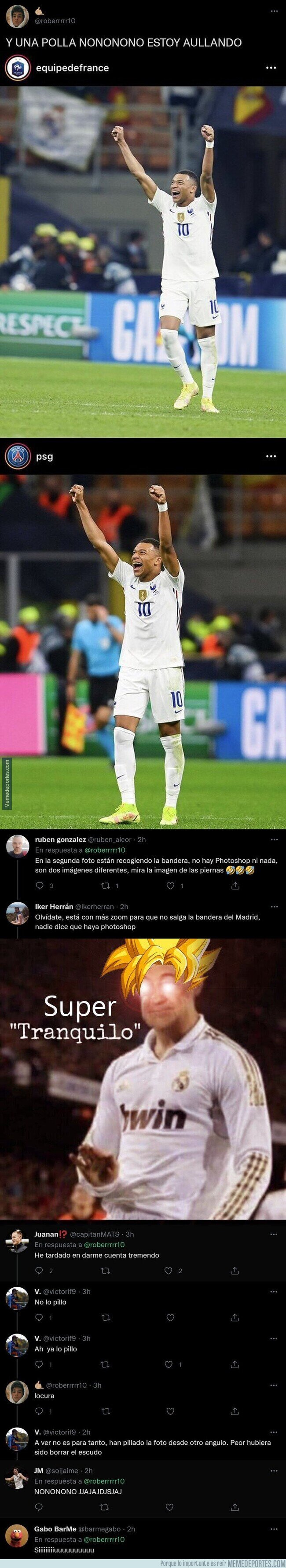 1146507 - El PSG es el club más reventado del mundo por hacer esta cosa tras ver una bandera del Real Madrid en una foto que ha publicado de Mbappé con Francia