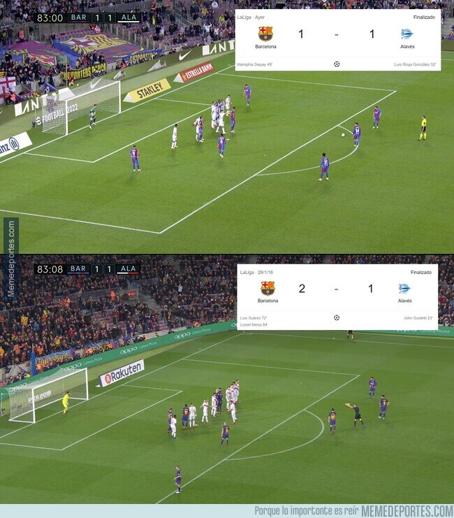 1147883 - Muy curioso: Hace 3 años, con el marcador igual, contra el mismo rival y mismo minuto. Solo que aquella vez si fue gol.