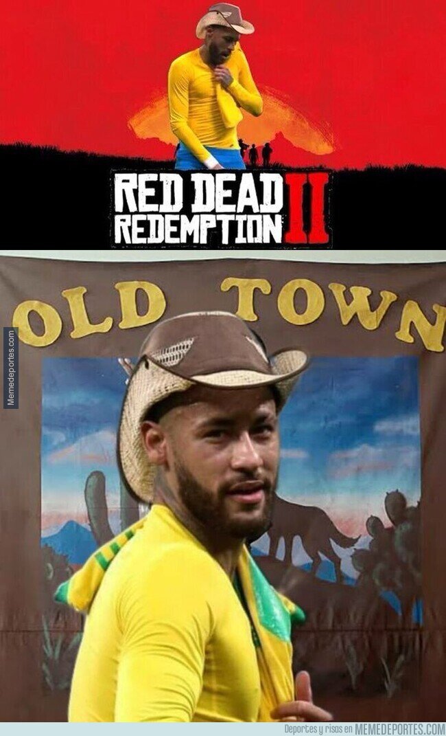 1148656 - Y Neymar agarró el sombrero de cowboy en pleno partido