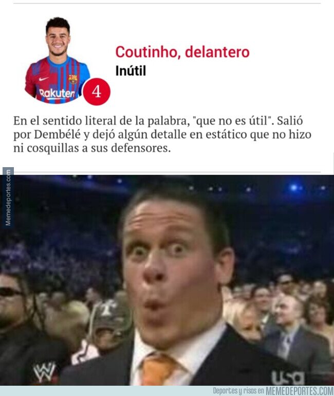1151224 - La valoración del Sport a Coutinho contra el Osasuna