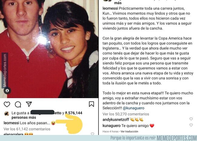 1151294 - Messi festejando 15 años con Antonella vs Messi despidiendo al Kun