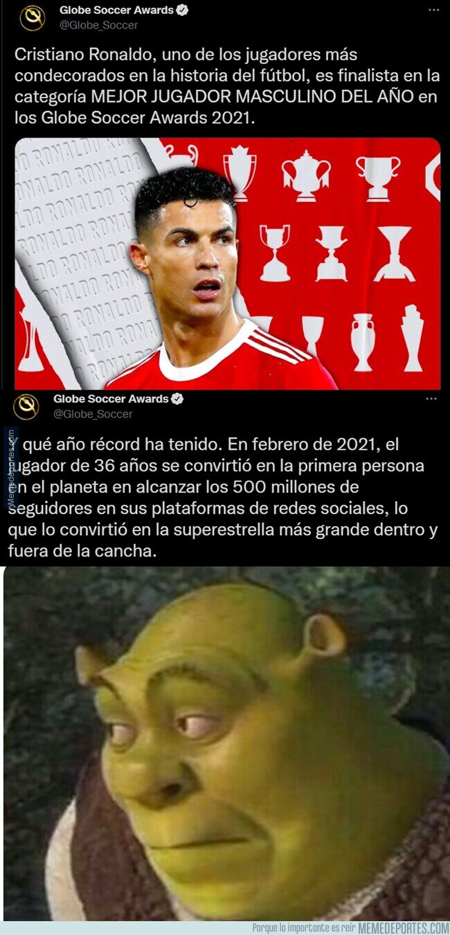 1151690 - NO ES BROMA. Globe Soccer cuenta como 'record' los seguidores en redes que consiguió CR7 y lo convirtió en un mérito.
