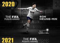 Enlace a Tottenham se queda con el Puskas por dos años seguidos. De esto no hay precedentes.