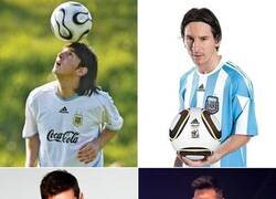 Enlace a Nada especial. Solo fotos de Leo con los balones de todos los mundiales que ha jugado