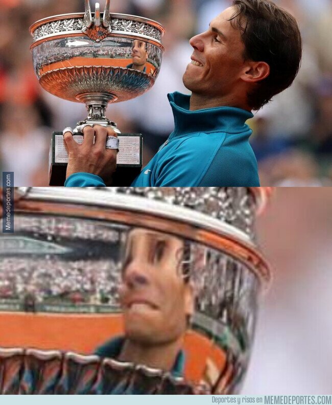 1163568 - Te quiero Nadal deformado por el reflejo del Roland Garros