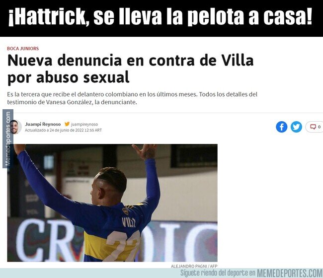 1164214 - Villa es el Ramsey de la violencia de género. Cada vez que anota, aparece una nueva denuncia.