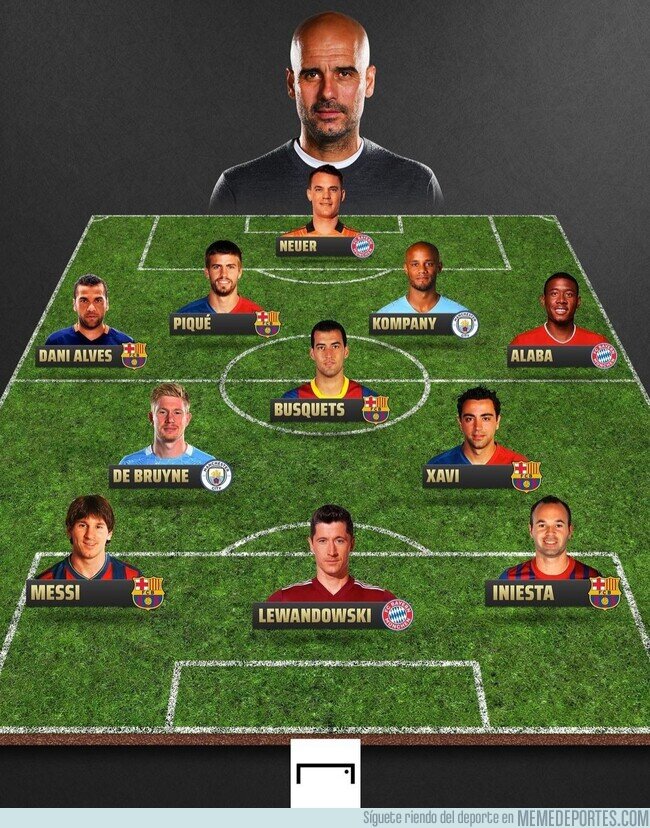 1164793 - El 11 ideal de los jugadores entrenados por Pep Guardiola