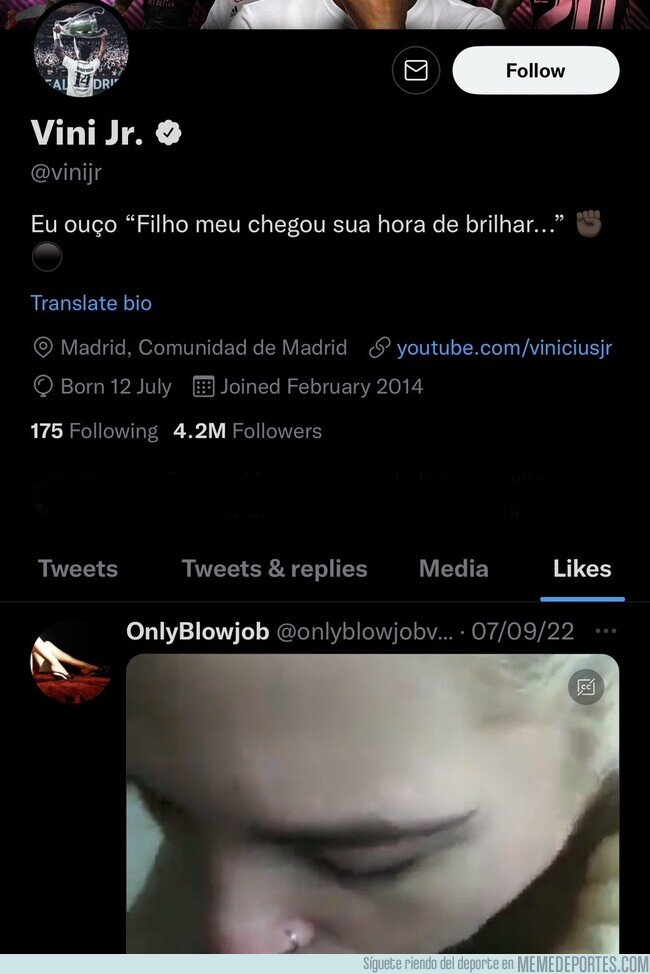 1170273 - Tremendo el último like que dio Vinicius en twitter (ya borrado)