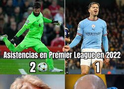 Enlace a Alisson lleva el doble de asistencias que Grealish en 2022