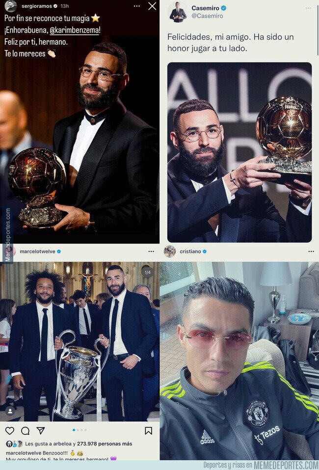 1172624 - Algunos posts de ex compañeros después del Balón de Oro a Benzema