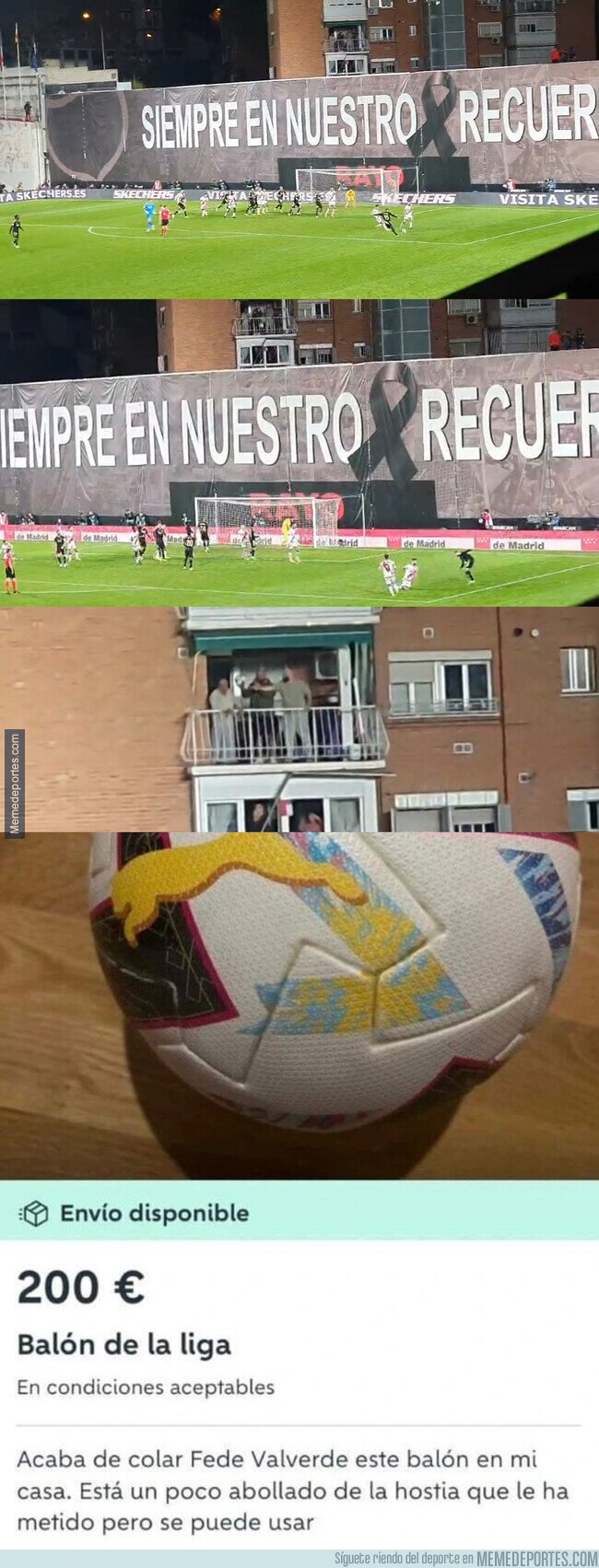 1173913 - Fede Valverde cuela el balón en un balcón de Vallecas y el dueño de la casa lo pone a la venta en Wallapop