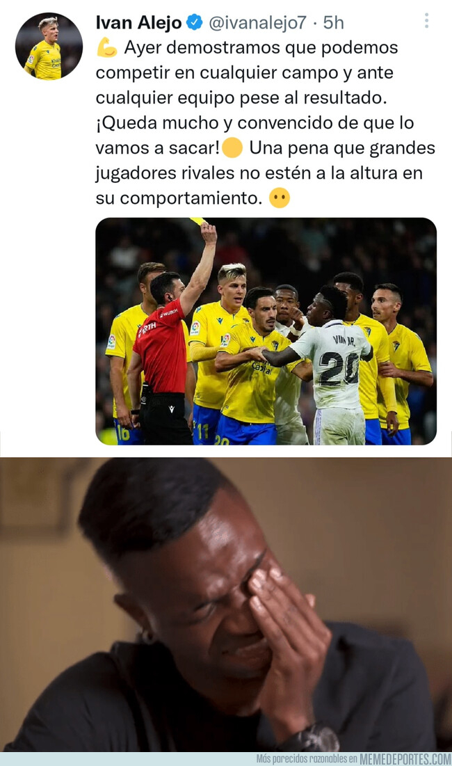 1174167 - El palo de Ivan Alejo, jugador del Cádiz a Vinicius en Twitter