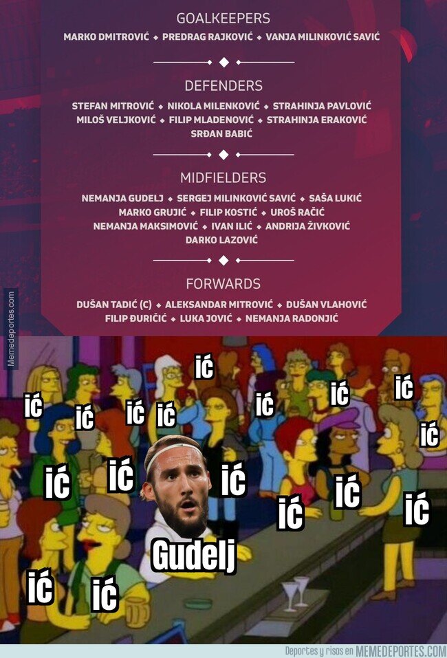 1174210 - Gudelj, el único jugador de Serbia que no acaba en 'ić'
