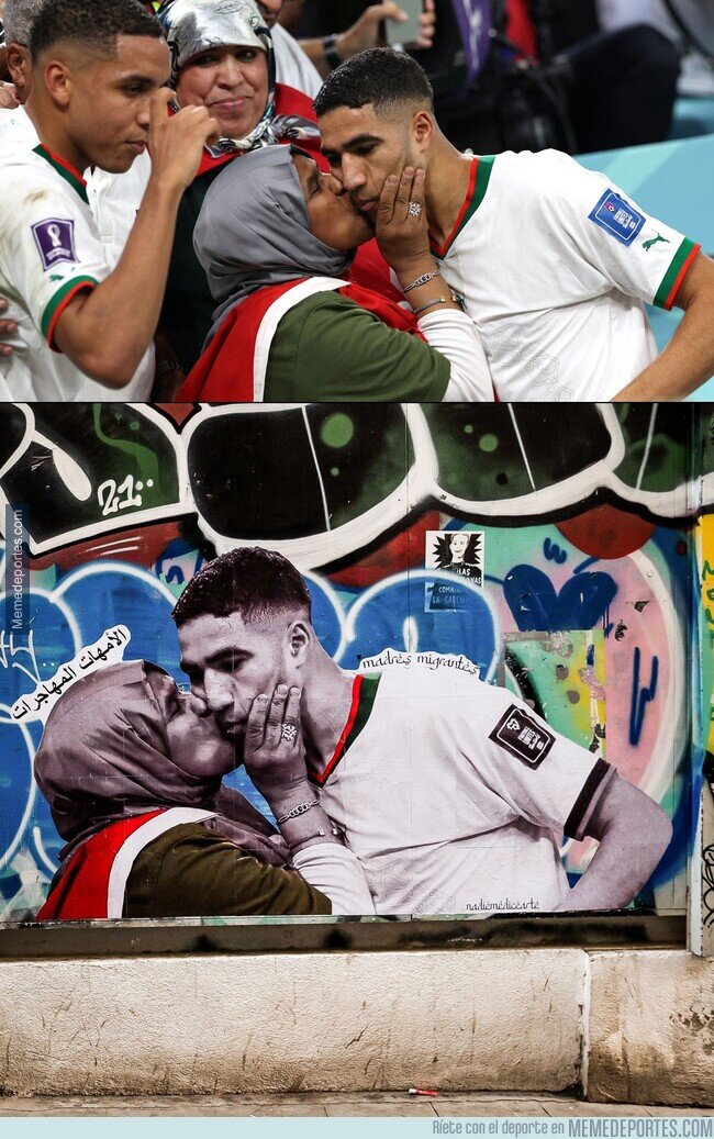 1176726 - En Barcelona dedicaron este mural a Hakimi y al amor de su madre