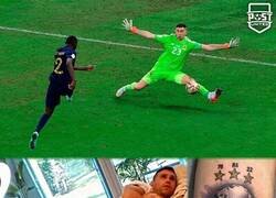 Enlace a El Dibu se tatúa la copa en la pantorrilla de aquella salvada