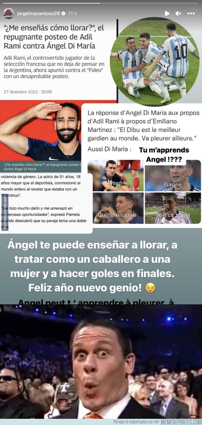 1177702 - Menudo zasca de la mujer de Di María a Adil Rami tras la final del Mundial