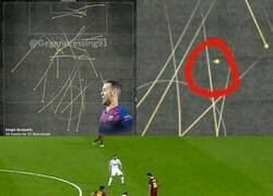 Enlace a Un estadista hizo una infografía sobre las 38 asistencias que dio Busquets en Barcelona. Una de ellas nos llamó la atención por el lugar del campo de juego y el corto recorrido del pase. ¿Qué sucedió?