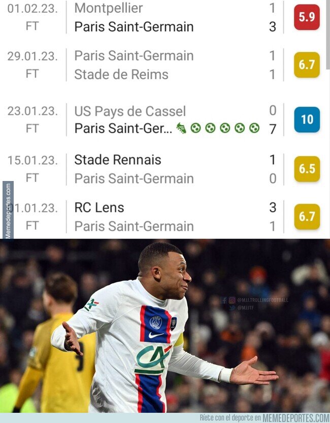 1180238 - Mbappé tiene 5 goles en los últimos 5 partidos. Brutal