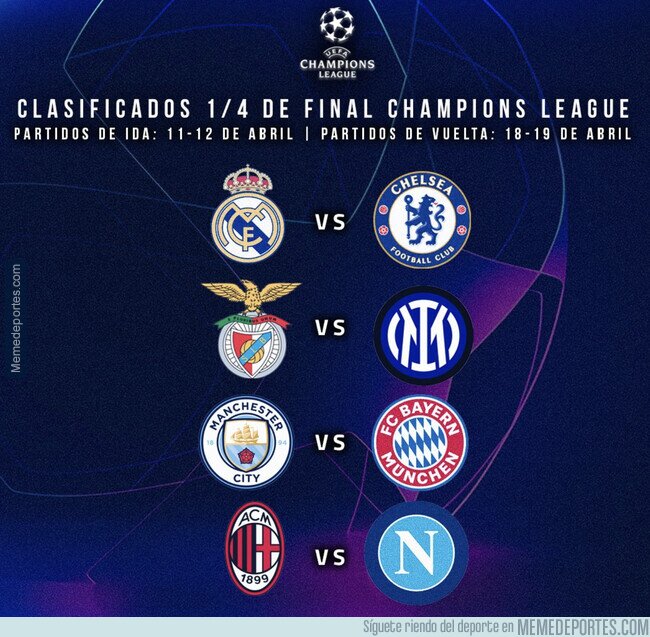 1183922 - Así quedan los cuartos de Final de la Champions