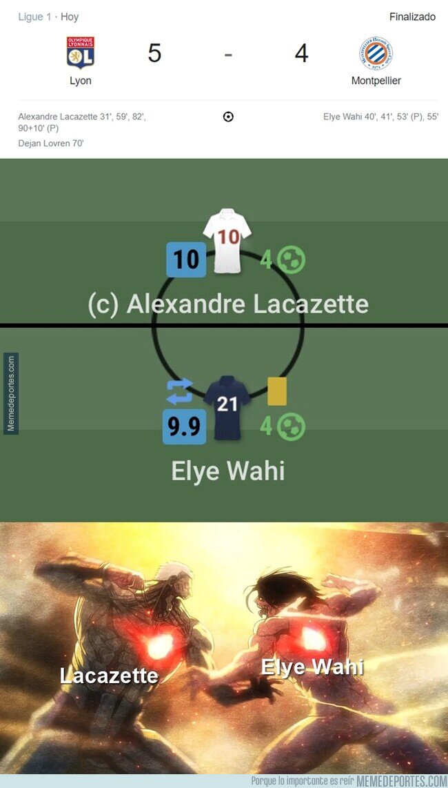 1187593 - En el Lyon-Montpelliere hubieron 9 goles y 2 jugadores hicieron Poker