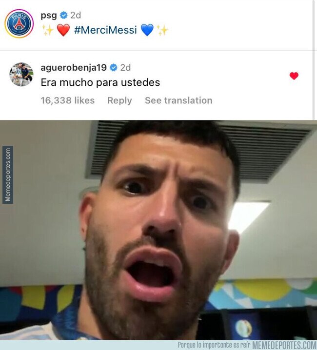 1189852 - El comentario del hijo del Kun en la publicación de despedida del PSG a Messi