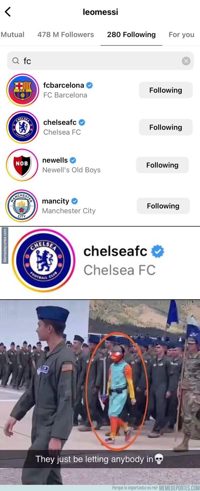 1192198 - Los único 4 equipos que Messi sigue en Instagram