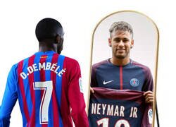 Enlace a Dembélé mirándose al espejo