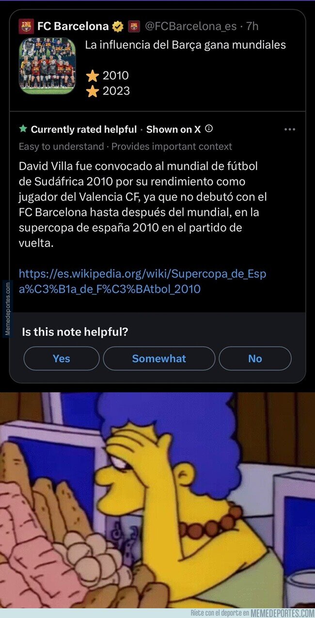 1194458 - La cuenta oficial del Barça desmentida por las notas de la comunidad