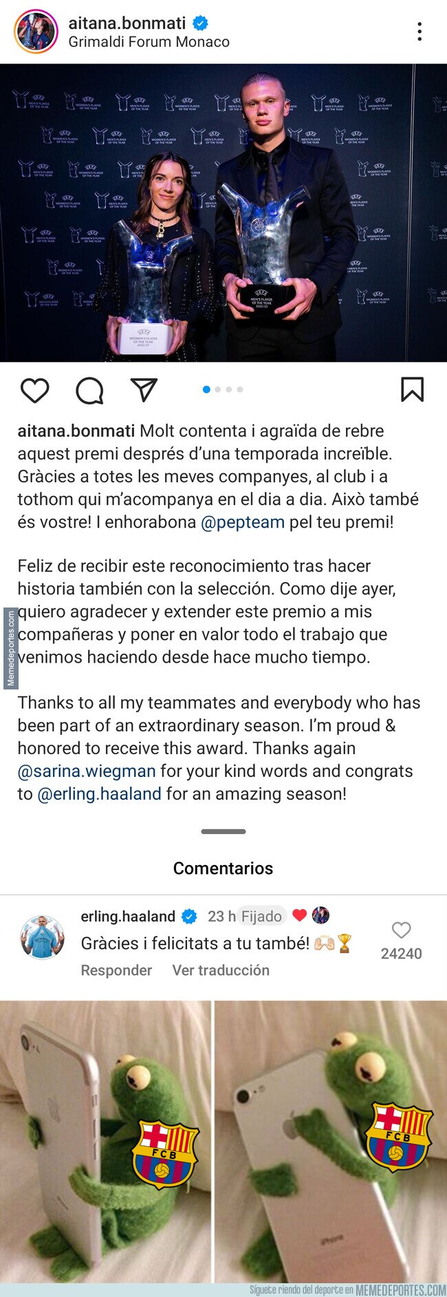 1195185 - La felicitación de Haaland a Aitana... ¡en catalán!