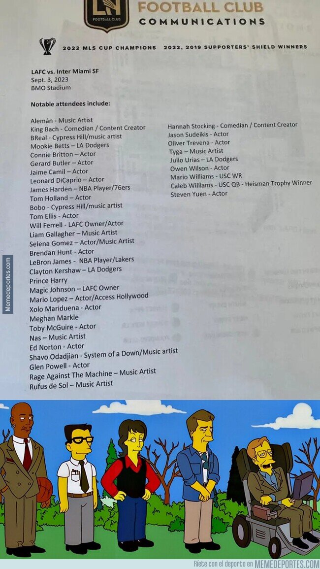 1195262 - La lista de invitados al partido de Los Angeles-Miami...