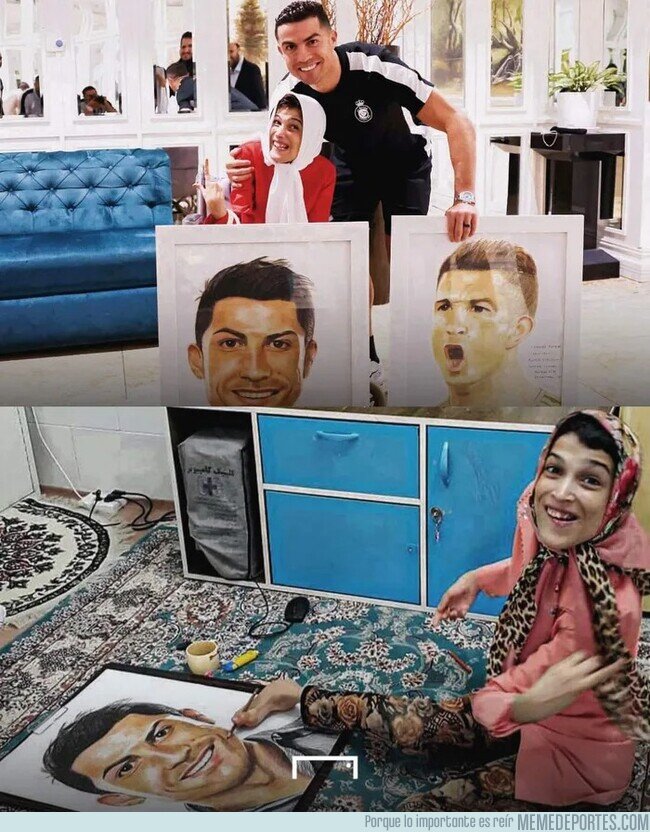 1196203 - Cristiano conoció a la artista iraní que le retrataba con los pies.