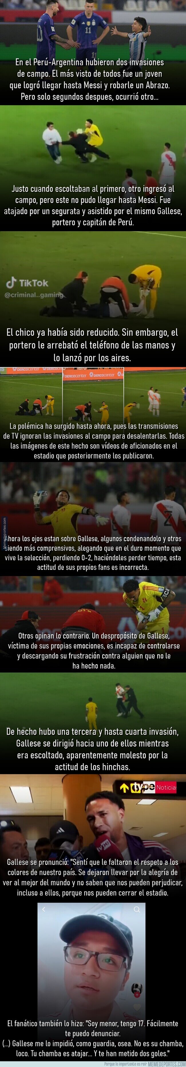 1198056 - Hay polémica en Perú por el 'asalto' de Gallese a un hincha invasor.