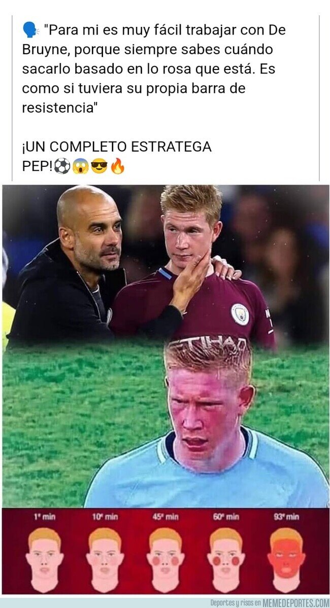 1200372 - De Bruyne tiene un colorímetro en la cara que usa Pep sabiamente
