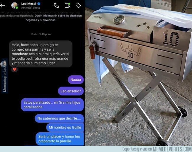1201774 - El espontáneo DM de Messi pidiéndole un asador a un comerciante como si fuera otro cliente