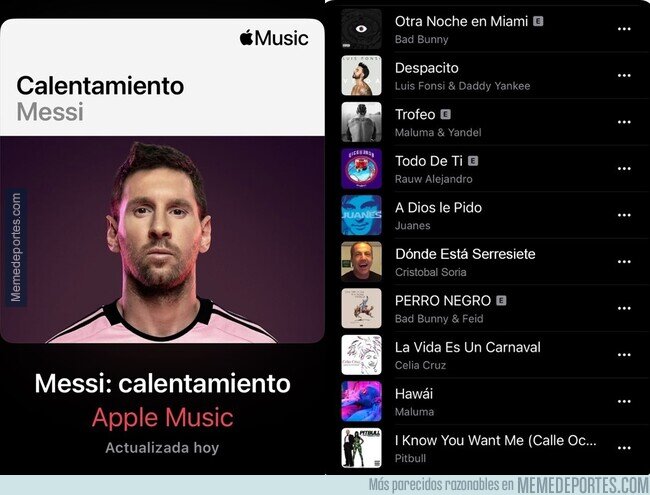 1201817 - Ojito al playlist de calentamiento de Messi