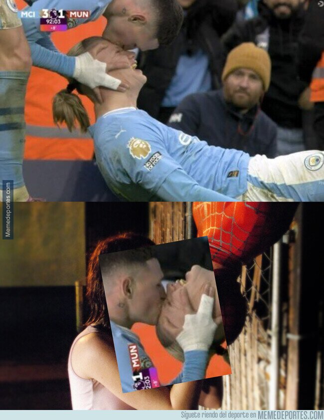 1202196 - Foden y Haaland recrearon uno de los besos más épicos del cine