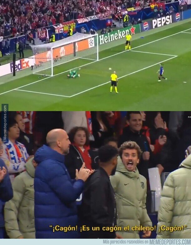1202514 - Lío en la Champions despues de que Griezmann llamara 'cagón' a Alexis Sanchez tras fallar su penal