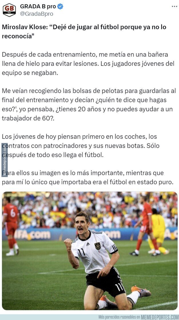1203070 - Klose comprobó que el fútbol ya no es como antes