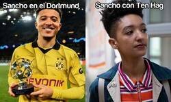 Enlace a Mucho mérito tiene Ten Hag para amainar el talento de un jugador como Sancho