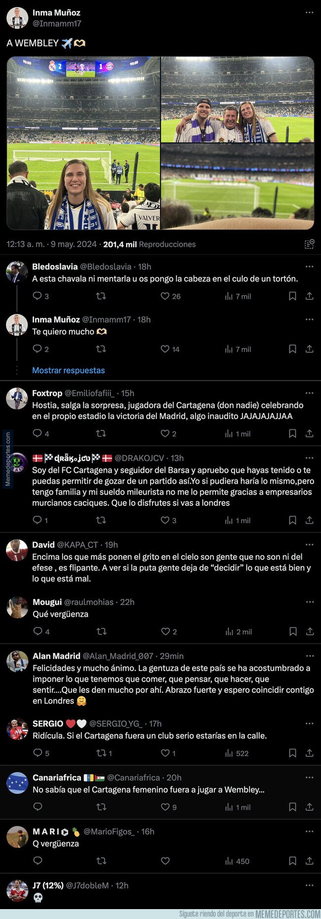 1204565 - Los insultos a esta jugadora del Cartagena por ir al partido del Real Madrid