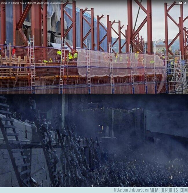 1204759 - Cuando trabajas en las obras del Camp Nou pero en tu interior eres un friki del Señor de los Anillos y te montas una batalla del Abismo de Helm...