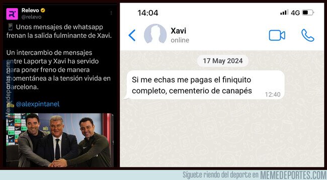 1204856 - El Whatsapp entre Xavi y Laporta
