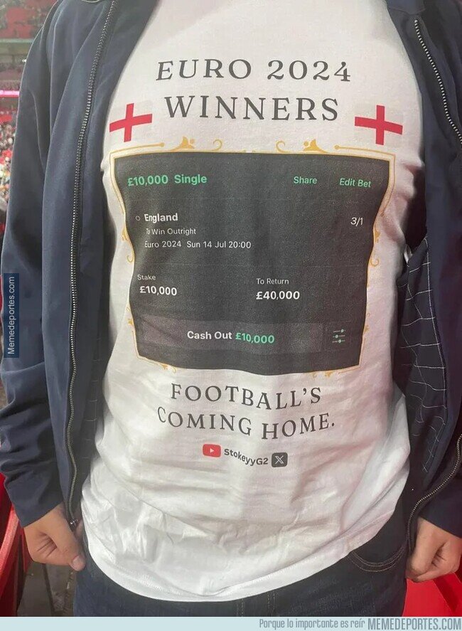 1207539 - El fan inglés que apostó 10 mil libras y se hizo una camiseta con la apuesta