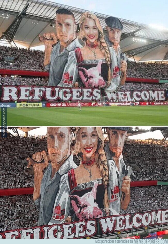 1207807 - Polémica en Polonia por esta pancarta anti-inmigrantes del Legia.